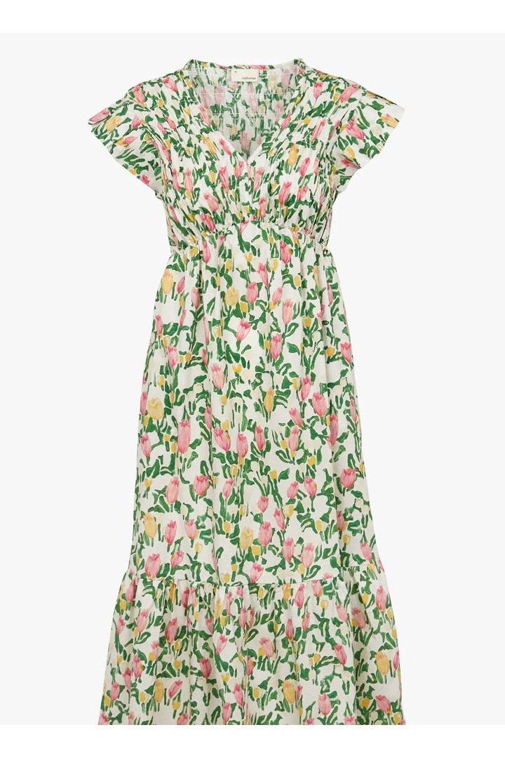 Green floral print dress