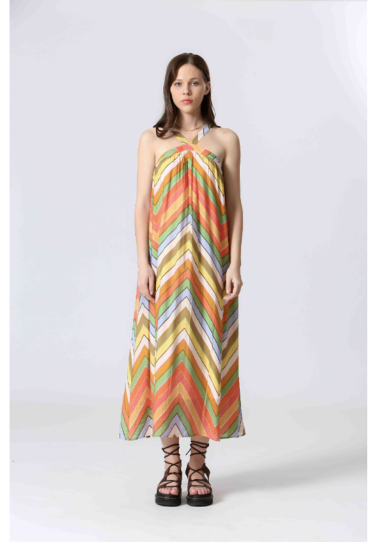 Long zigzag pattern dress Multico
