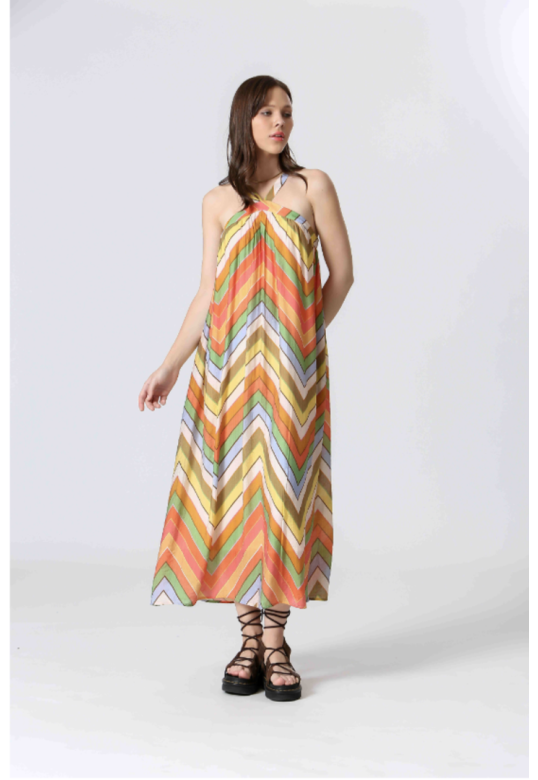 Long zigzag pattern dress Multico