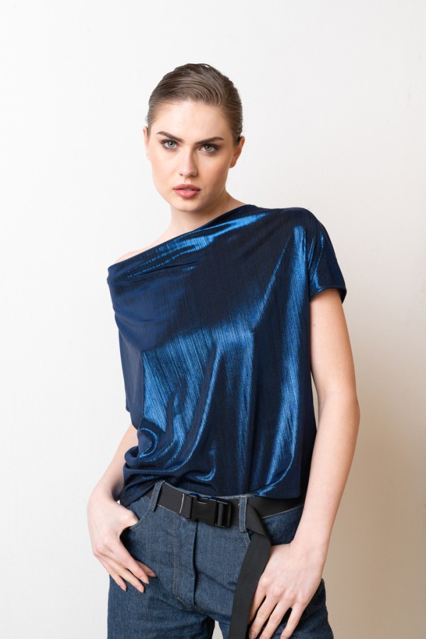 Draped Top Navy Blue