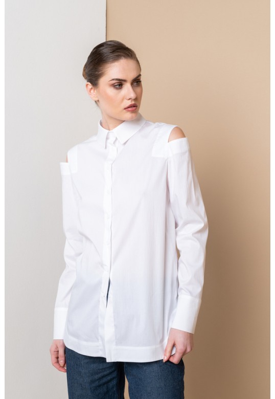 Cut-Out Longsleeved Shirt white