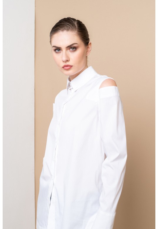 Cut-Out Longsleeved Shirt white