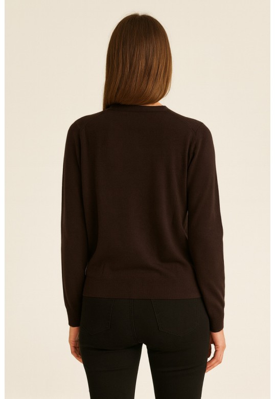 Pure wool cardigan Dark Brown