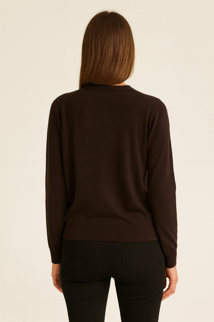 Pure wool cardigan Dark Brown