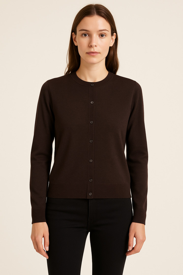 Pure wool cardigan Dark Brown