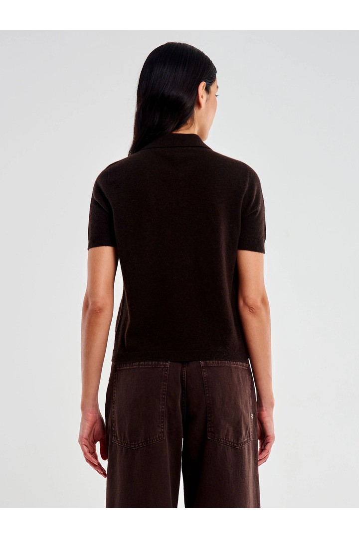 Cashmere Blend Knit Polo Brown