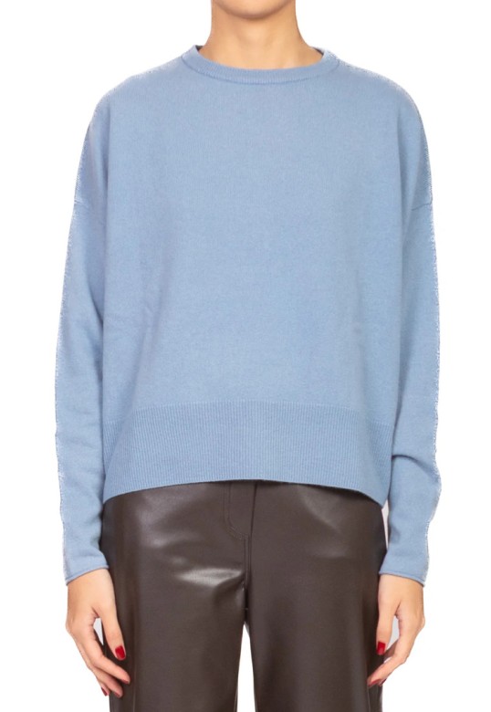 Wool Crew Neck Sweater Light Blue