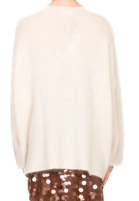 Oversized mohair blend sweater ecru