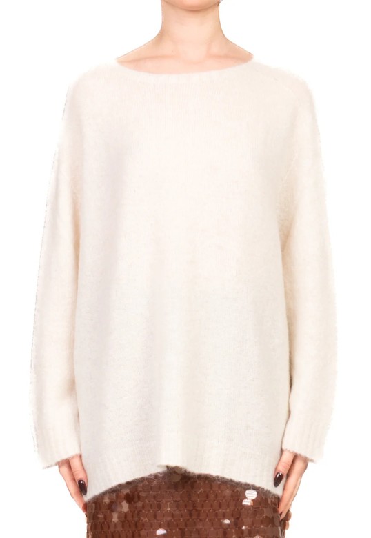Oversized mohair blend sweater ecru