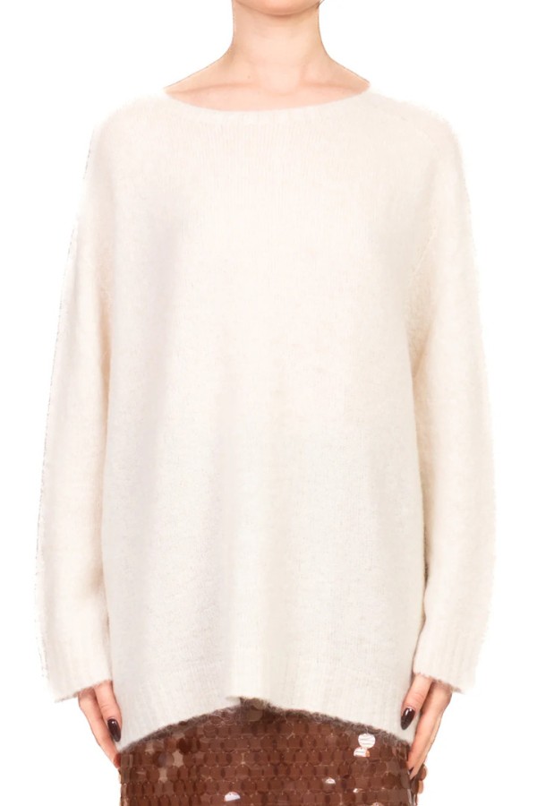 Oversized mohair blend sweater ecru