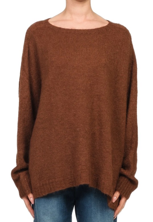 Oversized mohair blend sweater chocolate