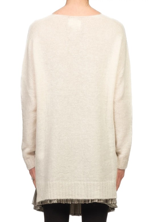 Oversized mohair blend V-neck sweater ecru