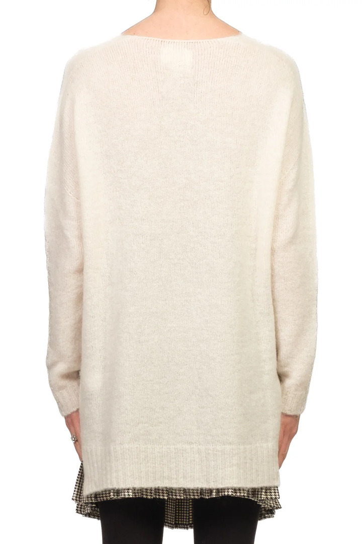 Oversized mohair blend V-neck sweater ecru