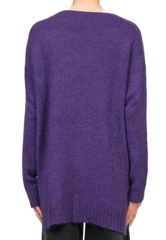Oversized mohair blend V-neck sweater purple