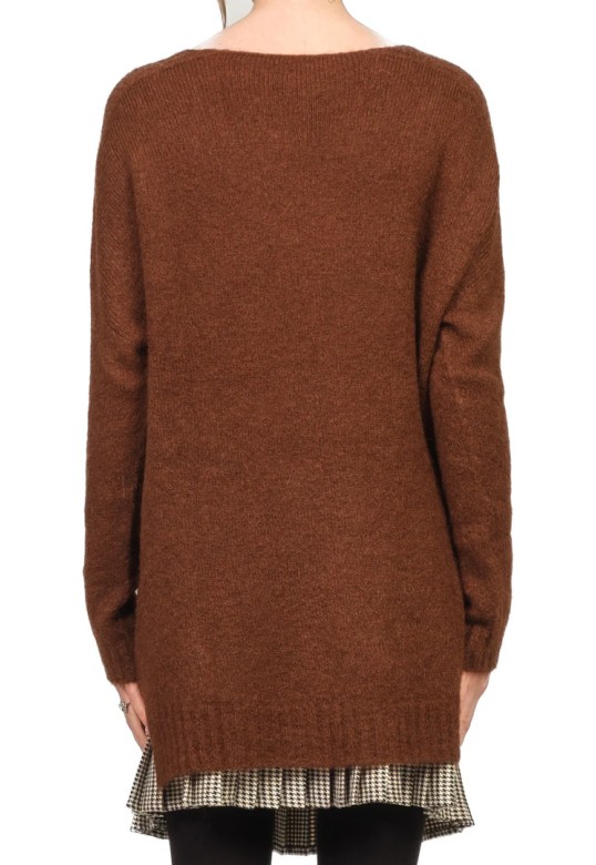 Oversized mohair blend V-neck sweater chocolate