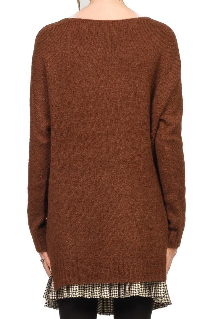 Oversized mohair blend V-neck sweater chocolate