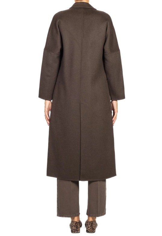  Basic Long Double-Breasted Coat Brown