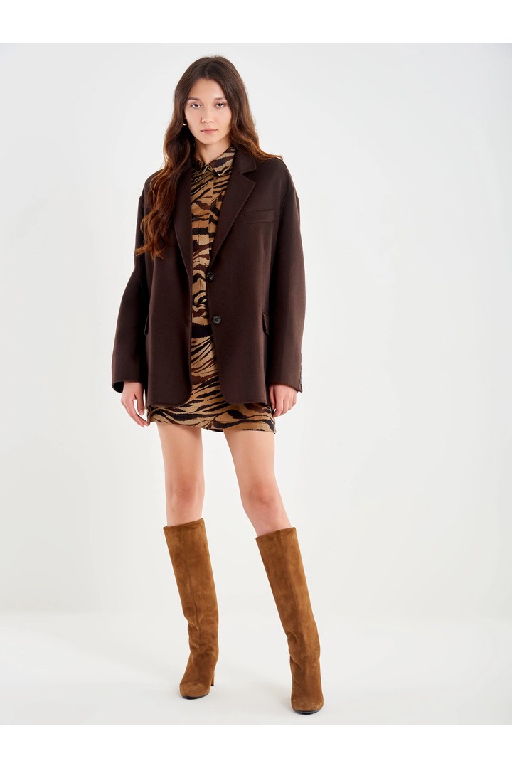 Oversized Wool Jacket Brown
