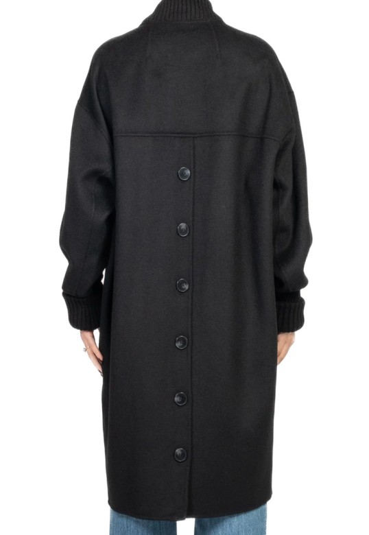 Oversized Coat with Buttons on the back Black
