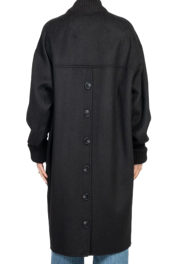 Oversized Coat with Buttons on the back Black