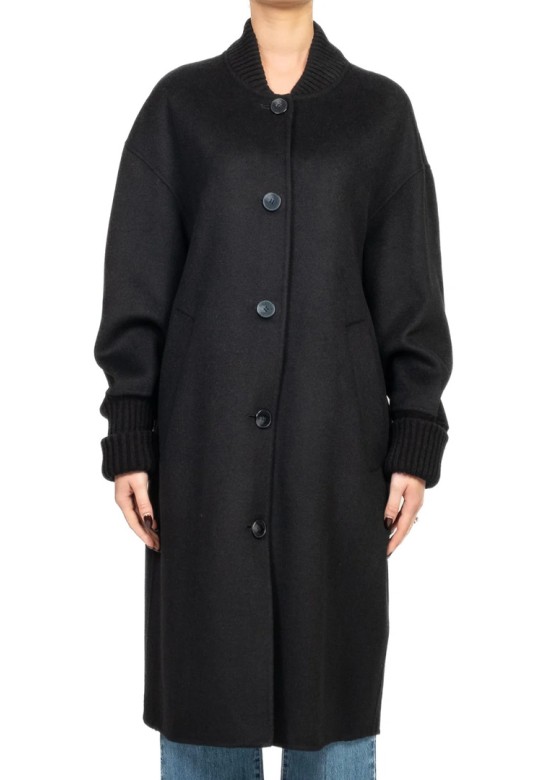 Oversized Coat with Buttons on the back Black