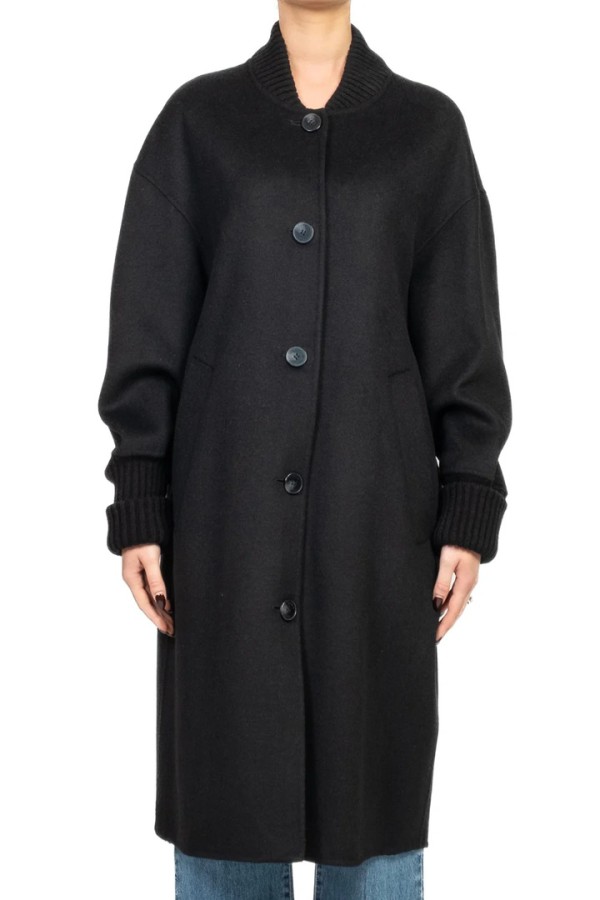 Oversized Coat with Buttons on the back Black