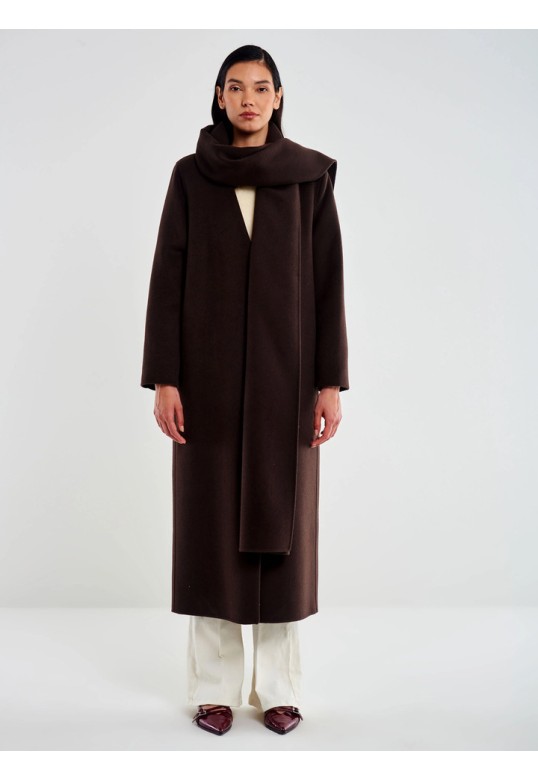 Long Coat with Stole Brown