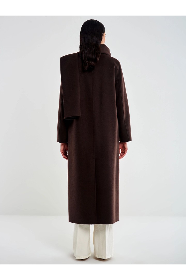 Long Coat with Stole Brown