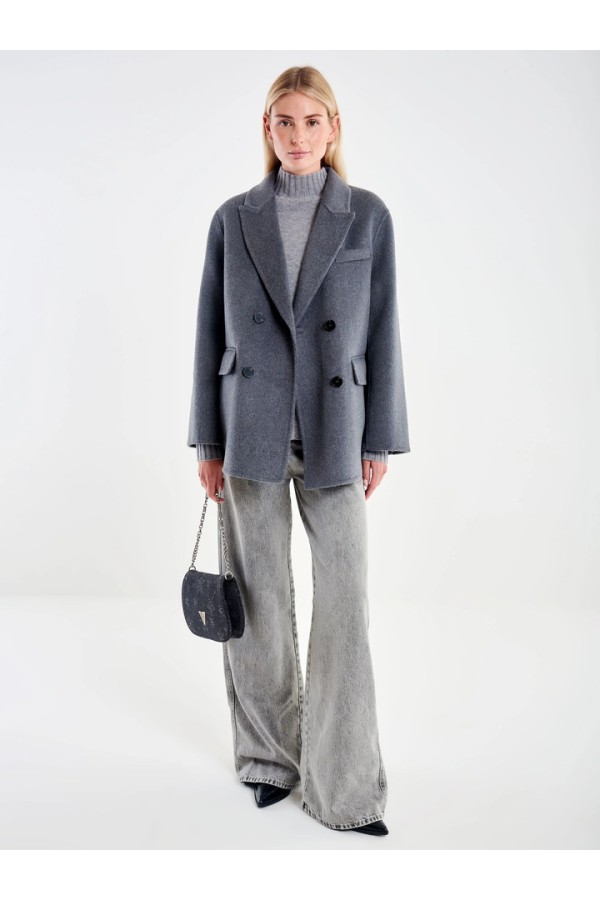  Double-breasted Wool Blend Blazer Grey