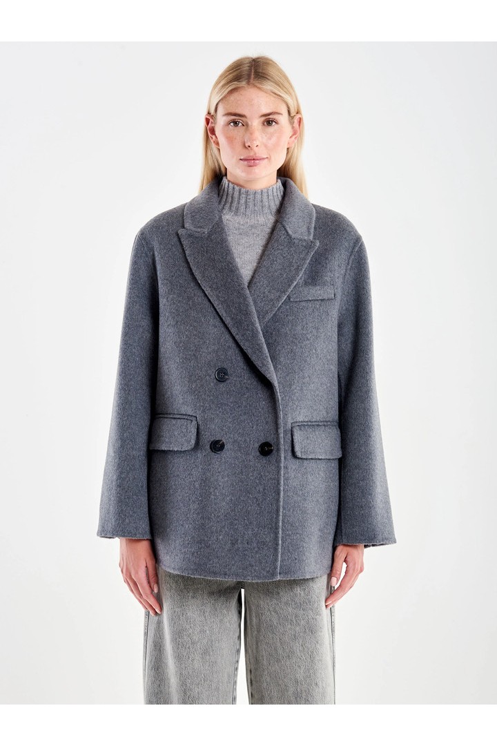  Double-breasted Wool Blend Blazer Grey