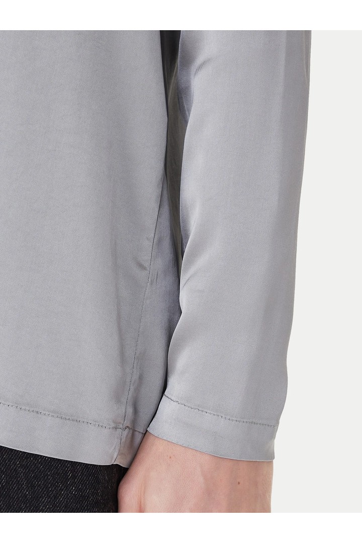 Long-sleeved stretch satin blouse - grey