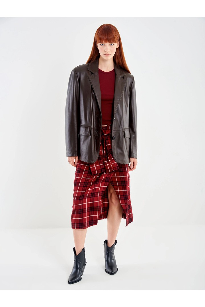 Genuine Leather Blazer Brown