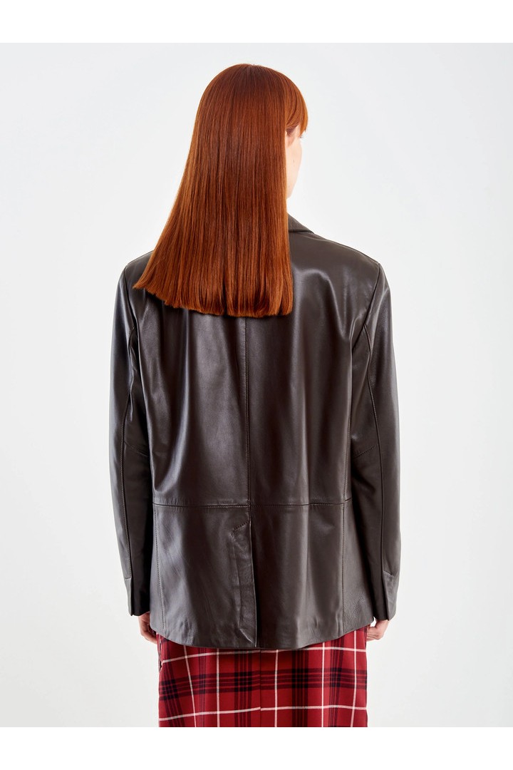 Genuine Leather Blazer Brown