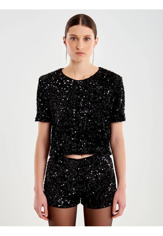 Cropped top in Sequins