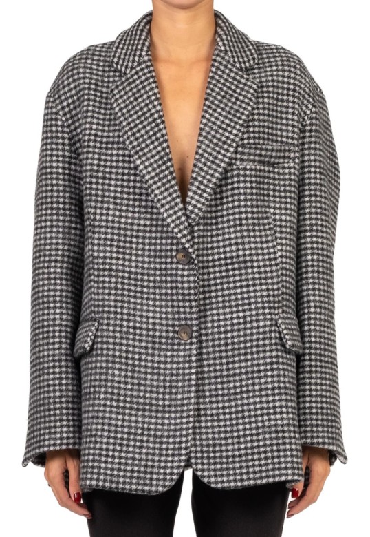  Houndstooth Oversized Jacket Black White