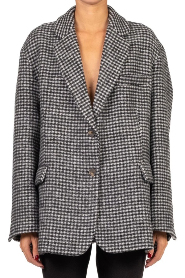  Houndstooth Oversized Jacket Black White