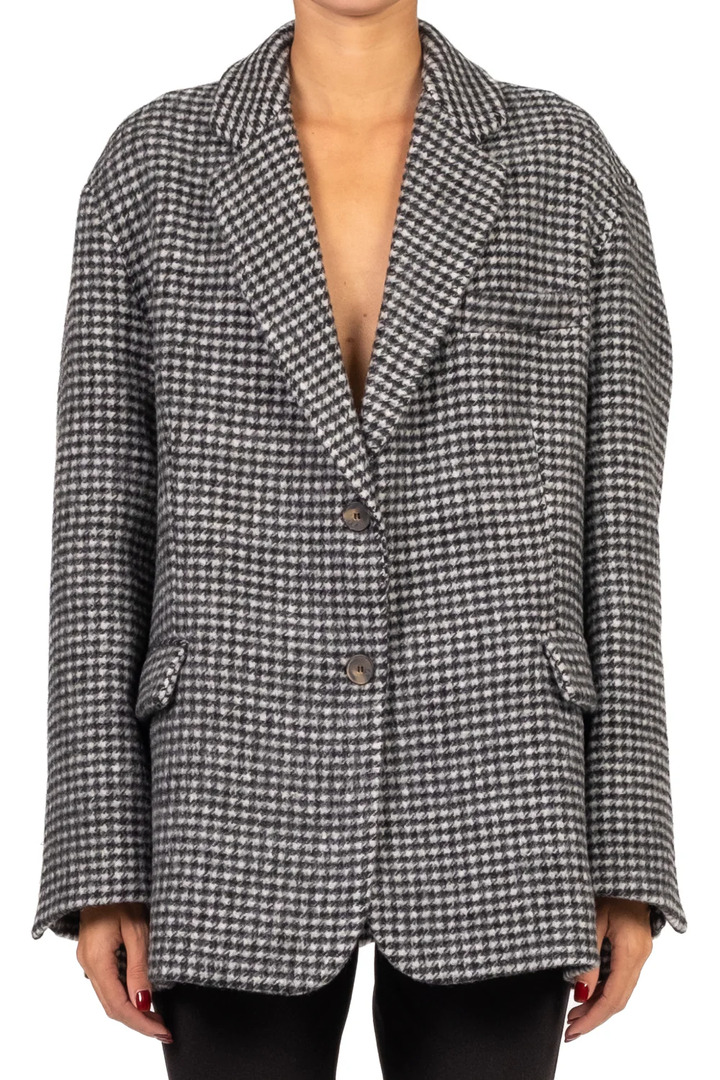  Houndstooth Oversized Jacket Black White