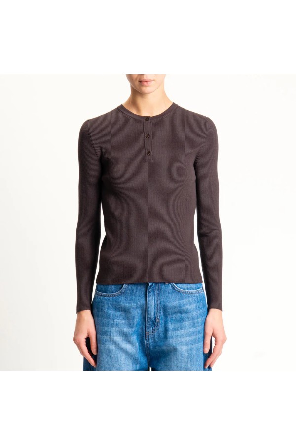 Ribbed Chester Sweater - Brown