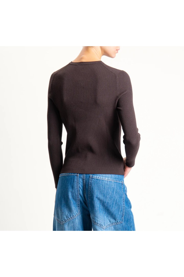 Ribbed Chester Sweater - Brown