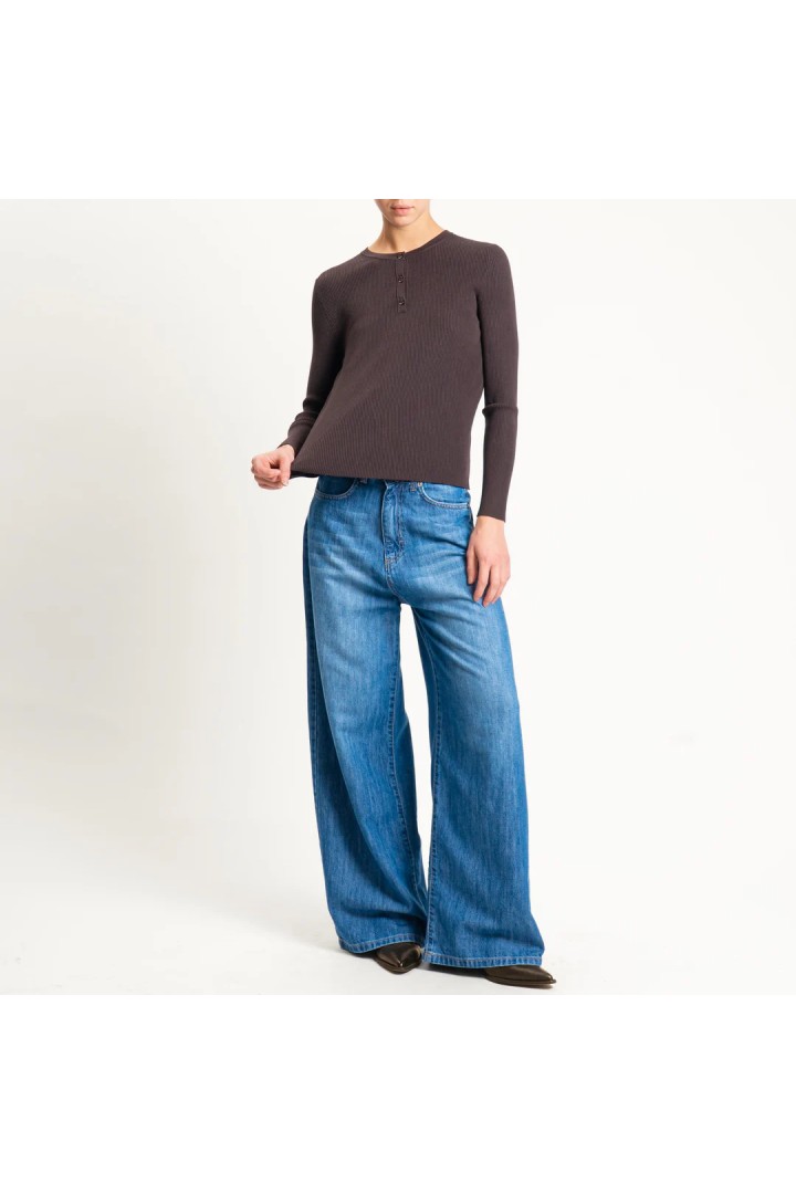 Ribbed Chester Sweater - Brown
