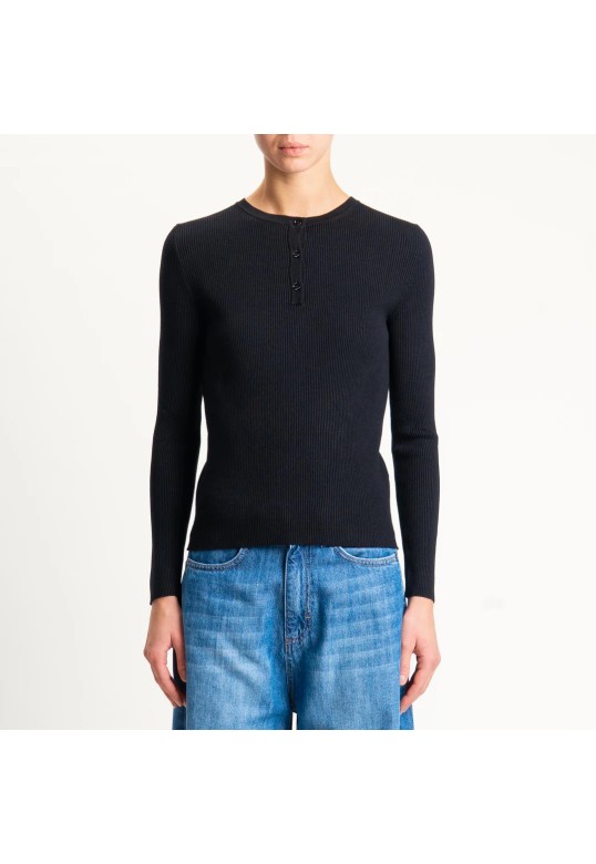 Ribbed Chester Sweater - Black