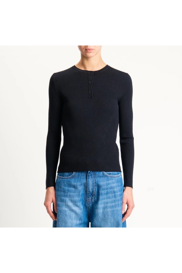 Ribbed Chester Sweater - Black