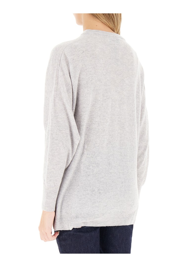 Round neck cashmere blend sweater grey