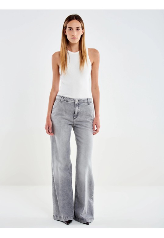 Elena Grey Wide-Leg Jeans Grey