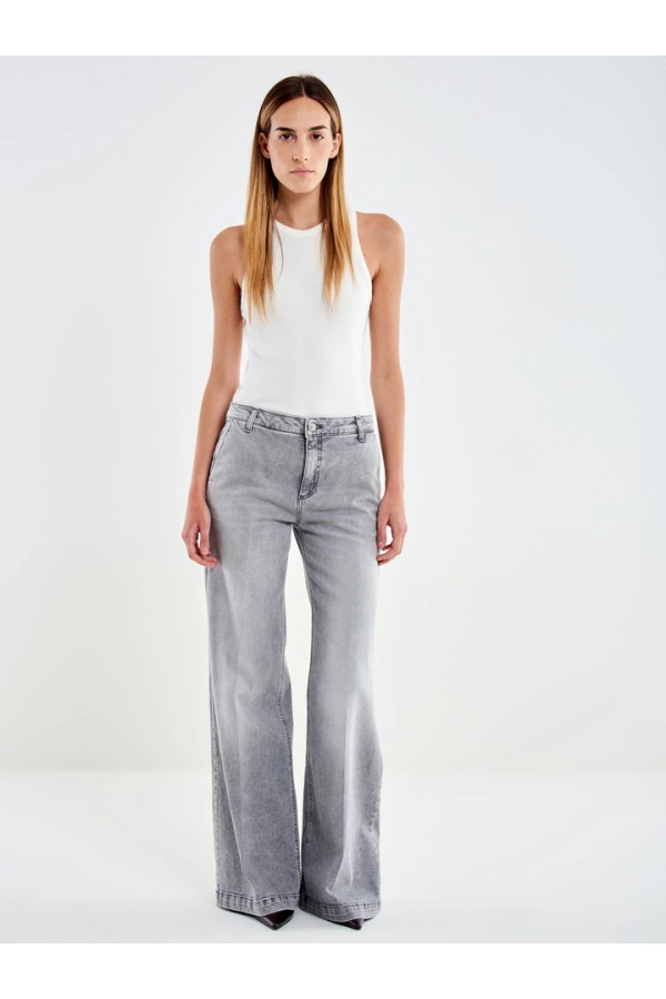 Elena Grey Wide-Leg Jeans Grey