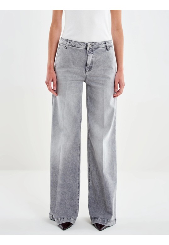 Elena Grey Wide-Leg Jeans Grey