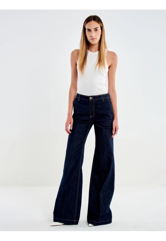 Elena Wide Leg Denim Rinse Jeans 