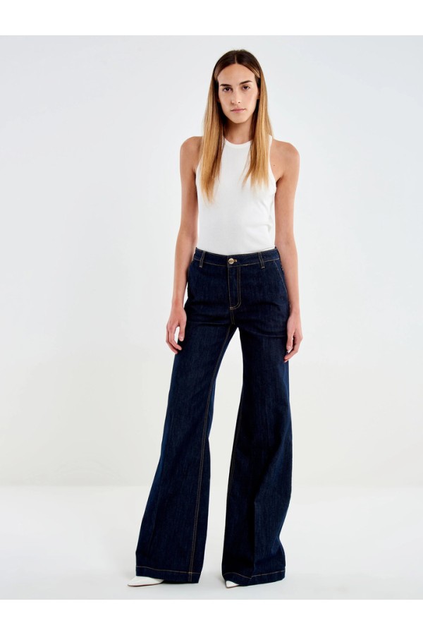 Elena Wide Leg Denim Rinse Jeans 