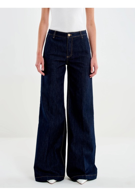 Elena Wide Leg Denim Rinse Jeans 