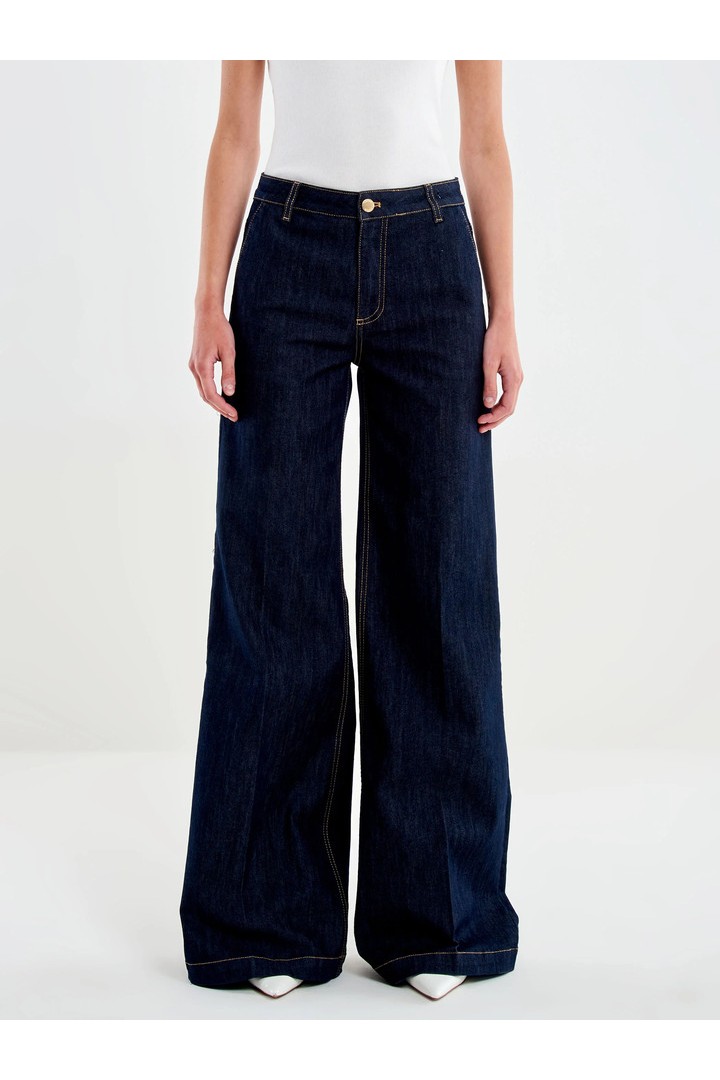 Elena Wide Leg Denim Rinse Jeans 